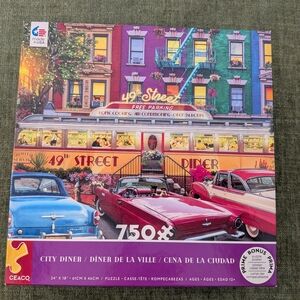CEACO City Diner Puzzle 750 Pieces with Poster 18" x 24"  Sealed W Puzzle Poster